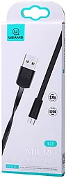 Кабель USB Usams U2 Flat micro USB Cable Black - миниатюра 2