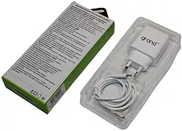 Сетевое зарядное устройство Grand D10A-3 10.5W 2.1A 2xUSB-A + USB - Lightning Cable White - миниатюра 6
