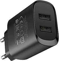Сетевое зарядное устройство Borofone BN2 2xUSB-A ports home charger + lightning cable black - миниатюра 4