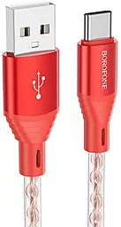 Кабель USB Borofone BX96 Ice Crystal Silicone 3a USB Type-C cable Red