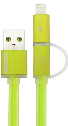 USB Кабель Remax Aurora 2-in-1 USB Lightning/micro USB Cable Green (RC-020t)