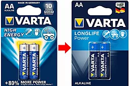 Батарейки Varta (LR6) AA LongLife Power 2шт - мініатюра 2