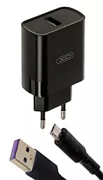 Сетевое зарядное устройство с быстрой зарядкой XO L63 QC3.0 2.4A 15W + MicroUSB Cable Black