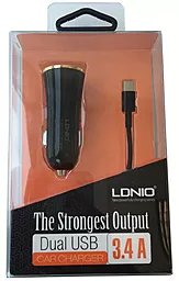 Автомобильное зарядное устройство LDNio Double USB Car Charger DL-C28 + micro USB Cable Black - миниатюра 3