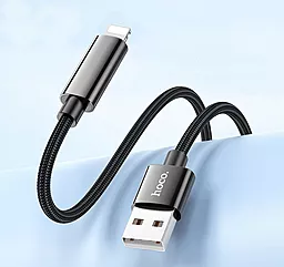 Кабель USB Hoco U125 Benefit 12w 2.4a 1.2m Lightning cable black - миниатюра 5