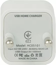 Сетевое зарядное устройство Nomi Сетевое Зарядное Устройство 1А Белое (HC05101) - миниатюра 2
