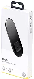Беспроводное (индукционное) зарядное устройство быстрой QI зарядки Baseus Simple 2in1 Wireless Charger 18W Max For iPhone + AirPods Black (WXJK-01) - миниатюра 8