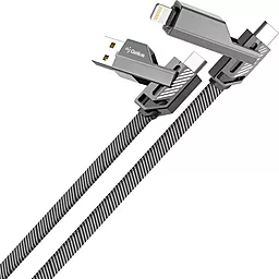 Кабель USB PD Gelius Twister GP-UCN004 60w 3a 1.2m 4-in-1 USB-A/Type-C to Lightning/Type-C cable gray - миниатюра 3
