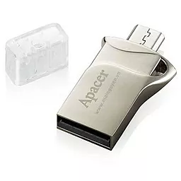 Флешка Apacer 32GB AH173 Silver USB 2.0 OTG (AP32GAH173S-1) - миниатюра 3