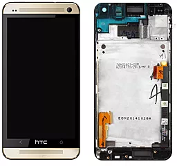 Дисплей HTC One M7 801 (801e) с тачскрином и рамкой, Gold