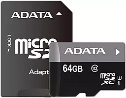 Карта памяти ADATA microSDXC 64GB Premier Class 10 UHS-I U1 (AUSDX64GUICL10-RA1)