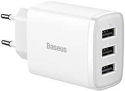 Мережевий зарядний пристрій Baseus Compact Charger 17W 3xUSB-A White (CCXJ020102)
