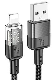 Кабель USB Hoco U129 Spirit transparent 12w 2.4a 1.2m USB Lightning cable black