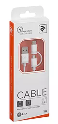 Кабель USB 2E 2-in-1 micro USB/Type-C Cable White - миниатюра 3