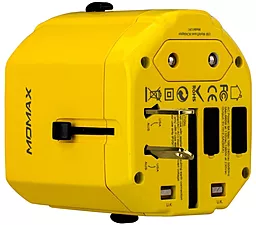 Сетевое зарядное устройство Momax 1-World Travel Adapter AC port 2.5a 2xUSB-A (UK/EU/US/JP/CN/AU) yellow (UA1Y) - миниатюра 2