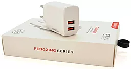 Сетевое зарядное устройство iKaku 2.4a 2xUSB-A ports home charger white (KSC-179-FENGXING) - миниатюра 4