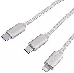 USB Кабель Awei 3in1 Lightning & Micro USB & Type-C Silver (CL-970) - мініатюра 2