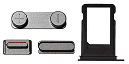 Набір зовнішніх кнопок Apple iPhone 5S комплект 3 шт з тримачем SIM-карти Space Gray