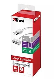USB Кабель Trust 30-pin cable for Apple White - мініатюра 3