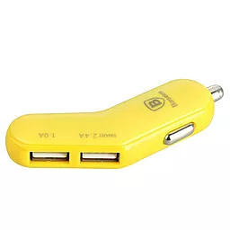 Автомобильное зарядное устройство Baseus 2USB Car charger 2.4A Yellow (flyest series) - миниатюра 3