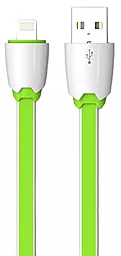 Кабель USB LDNio Lightning flat 2.1A Green (LS03)