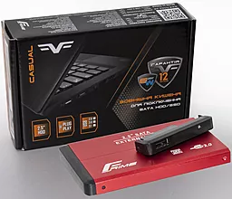 Карман для HDD Frime SATA 2.5", USB 2.0, Metal, Red (FHE23.25U20) - миниатюра 3
