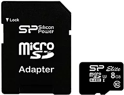 Карта памяти Silicon Power 8GB microSDHC Elite Class 10 UHS-I U1 + SD-адаптер (SP008GBSTHBU1V10SP)