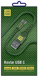 Кабель USB Luxe Cube Kevlar 60w 1.2m USB Type-C сable khaki (4826668690065) - миниатюра 3