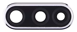 Стекло камеры Huawei P30 Lite (48mp) / P30 Lite (24mp) / Nova 4e в рамке Silver