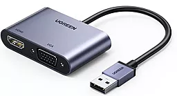 Видеокабель Ugreen CM449 USB 3.0 - HDMI/VGA 1080 p 60hz 0.15m black (20518)