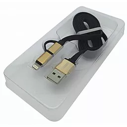 Кабель USB Auzer 2в1 lightning + micro USB Cable Black (AC-D1) - миниатюра 3