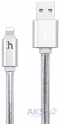 Кабель USB Hoco UPL12 Plus Jelly Braided Smart Light 2,4A 1,2M Lightning Cable Silver