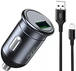 Автомобильное зарядное устройство XO CC46 18W QC3.0 car charger with USB-A + microUSB cable Black
