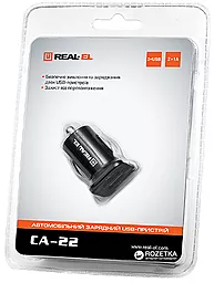 Автомобильное зарядное устройство REAL-EL Car Charger 2 USB 2А Black (CA-22) - миниатюра 2