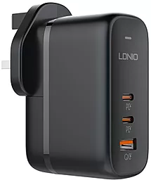 Сетевое зарядное устройство LDNio Supper Fast Q366 65W GaN PD/QC4.0 2xUSB-C-1xA Black - миниатюра 2