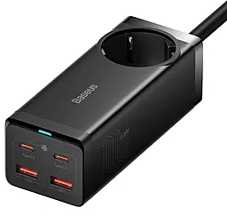 Сетевое зарядное устройство Baseus Pro Desktop Powerstrip 100W GaN3 2xUSB-A+2xUSB-C + 100W USB-C-C Cable Black (PSZM000401)