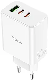 Мережевий зарядний пристрій Hoco C126A 40W PD/QC 2xUSB-C-1xA White