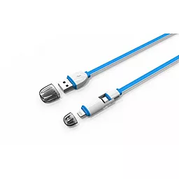 USB Кабель LDNio 2-in-1 USB Lightning/micro USB Cable Blue (LC82) - мініатюра 3