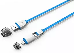 USB Кабель LDNio 2-in-1 USB Lightning/micro USB Cable Blue (LC82) - мініатюра 2