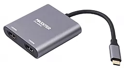 Відео перехідник (адаптер) Maxxter USB-C to 2хHDMI Grey (V-CM-2HDMI)