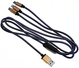 Кабель USB Earldom Universal Lightning/micro/micro Combo Cable 3in1 Gold (ET-877) - миниатюра 5