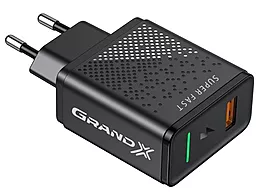Сетевое зарядное устройство с быстрой зарядкой Grand-X 18w QC3.0 fast charge black (CH-650) - миниатюра 2