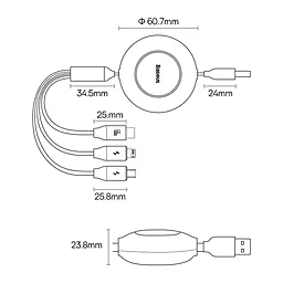 Кабель USB Baseus Bright Mirror 2 Series 66W 1.1M USB to micro/Lightning/Type-C Cable Black (CAMJ010101) - миниатюра 8