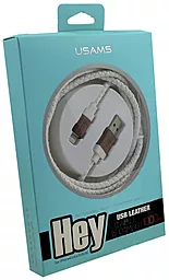 Кабель USB Usams Leather Lightning Cable White - миниатюра 2