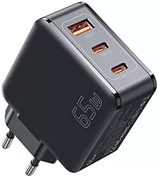 Мережевий зарядний пристрій Essager 65w GaN PD/QC4.0 2xUSB-C/USB-A ports charger black (ECT2CA-JZB01-Z)