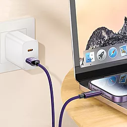 Кабель USB Hoco U125 Benefit 12w 2.4a 1.2m Lightning cable purple - миниатюра 4