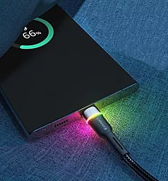 Кабель USB Essager Colorful LED 18w 3a 0.5m USB Type-C cable black (EXCT-XCDB01) - миниатюра 6