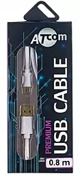 Кабель USB Atcom 0.8M micro USB Cable White - миниатюра 2
