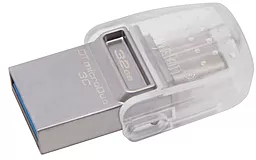 Флешка Kingston DT Micro 32GB USB 3.1+Type-C (DTDUO3C/32GB) Metal Silver