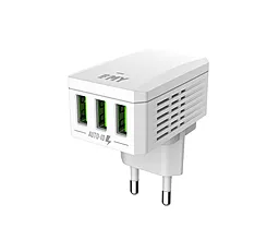 Сетевое зарядное устройство EMY MY-A300 3xUSB 17W 3.4A + micro USB Cable White - миниатюра 2